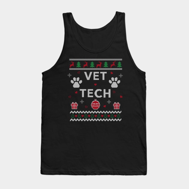 Funny Vet Tech Ugly Christmas Gift Veterinarian Design Tank Top by Dr_Squirrel